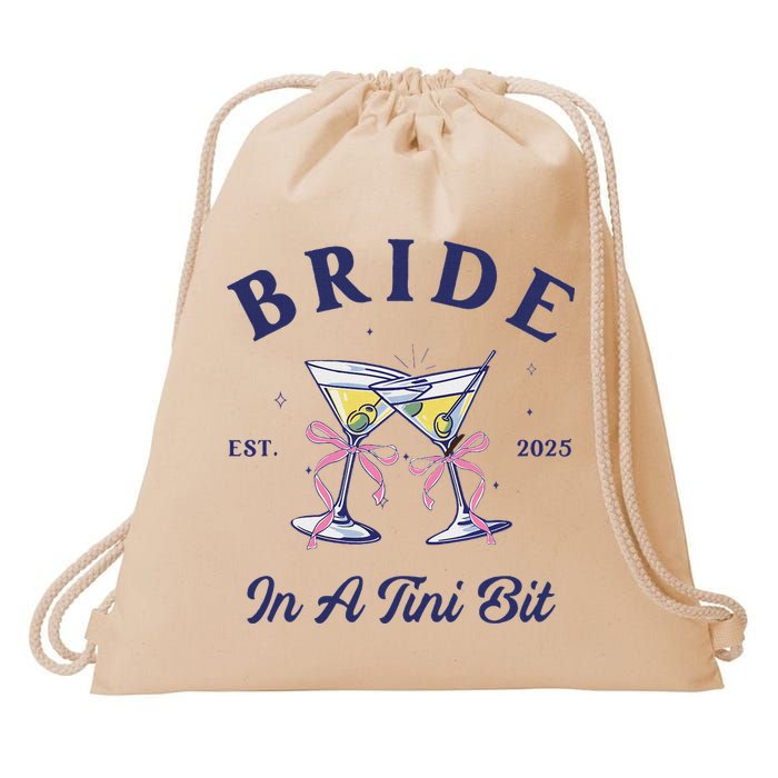 Bachelorette Party Martini Lover Bride An A Tini Bit Bride Drawstring Bag