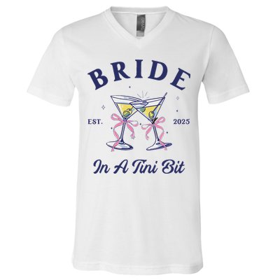 Bachelorette Party Martini Lover Bride An A Tini Bit Bride V-Neck T-Shirt