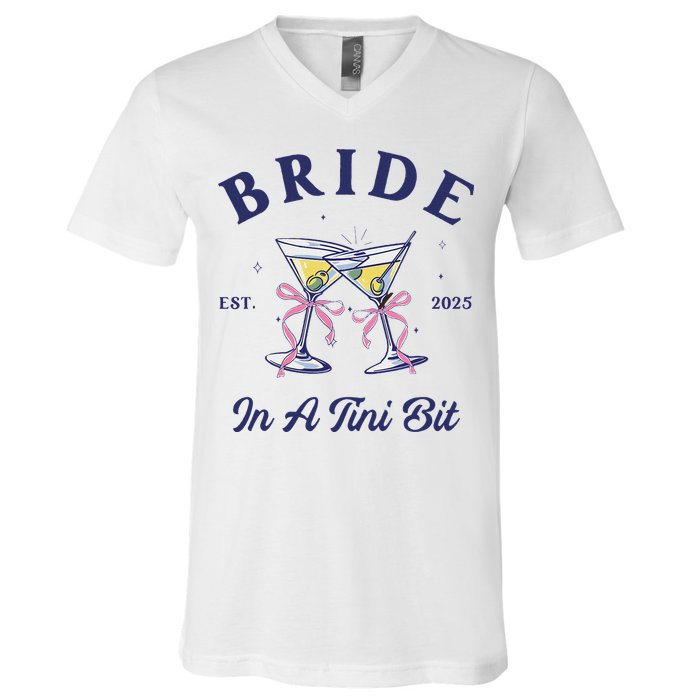 Bachelorette Party Martini Lover Bride An A Tini Bit Bride V-Neck T-Shirt