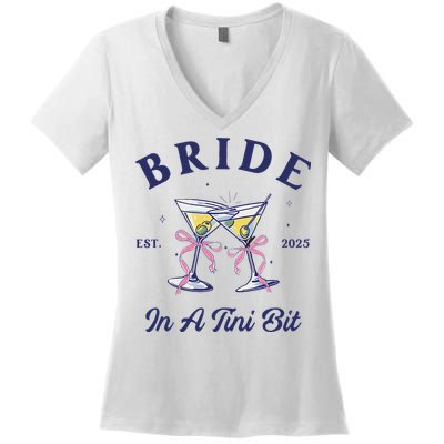 Bachelorette Party Martini Lover Bride An A Tini Bit Bride Women's V-Neck T-Shirt