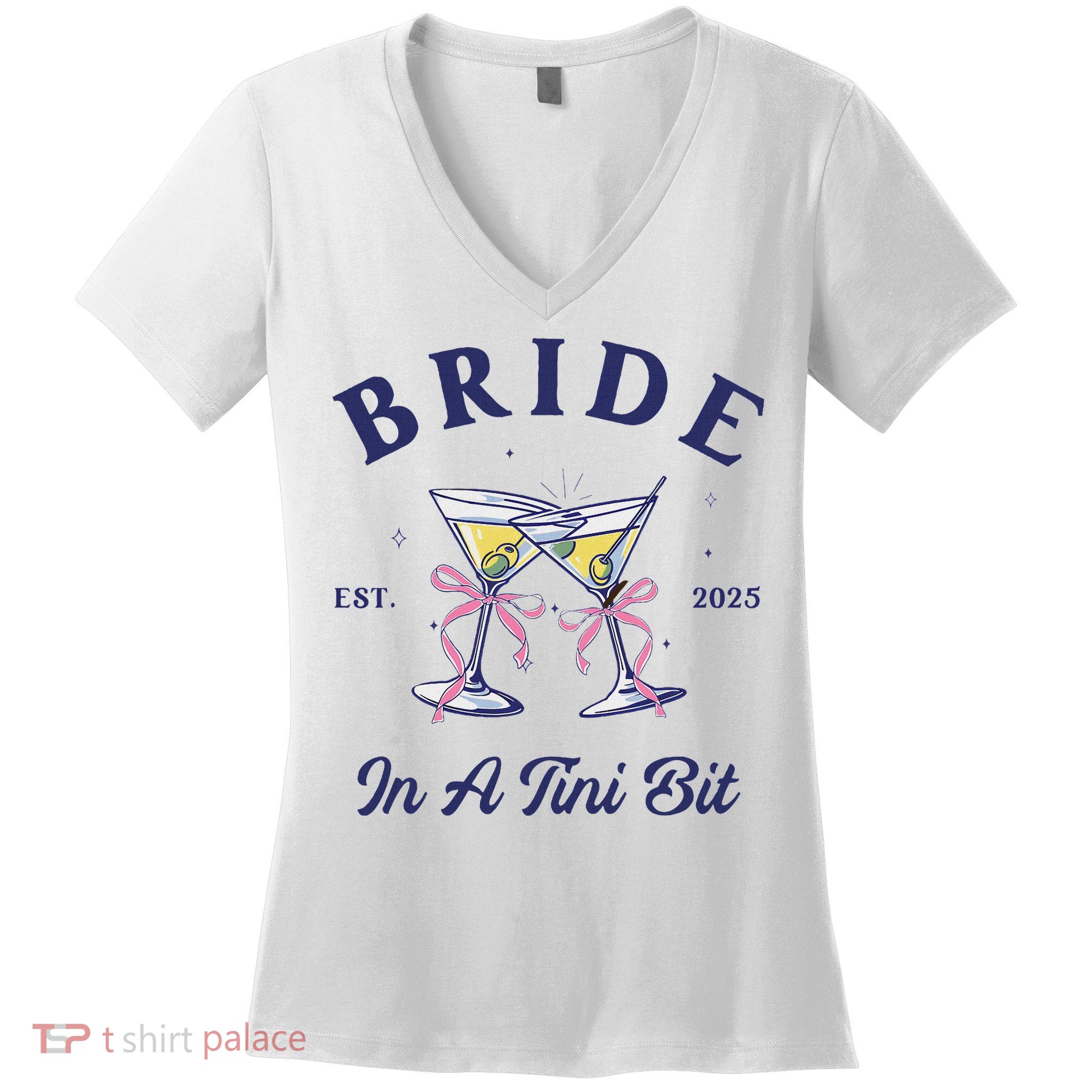Bachelorette Party Martini Lover Bride An A Tini Bit Bride Women's V-Neck T-Shirt