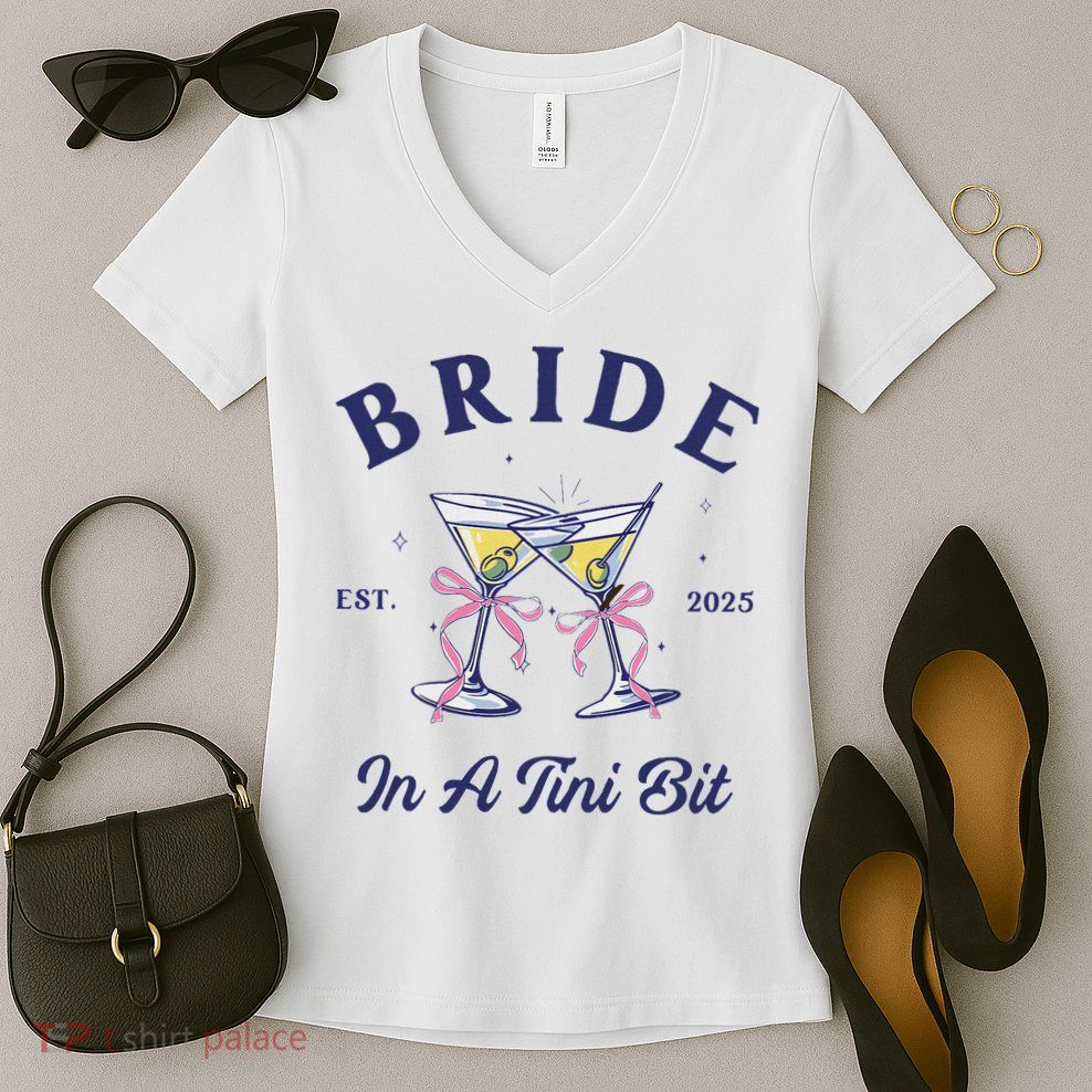 Bachelorette Party Martini Lover Bride An A Tini Bit Bride Women's V-Neck T-Shirt