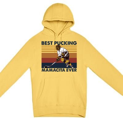 Best Pucking Mamacita Ever Funny Hockey Mom Saying Great Gift Premium Pullover Hoodie