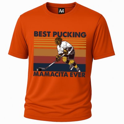 Best Pucking Mamacita Ever Funny Hockey Mom Saying Great Gift Cooling Performance Crew T-Shirt