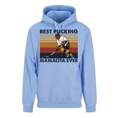 Best Pucking Mamacita Ever Funny Hockey Mom Saying Great Gift Unisex Surf Hoodie