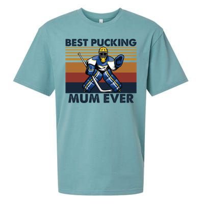 Best Pucking Mum Ever Funny Hockey Mom Saying Funny Gift Sueded Cloud Jersey T-Shirt