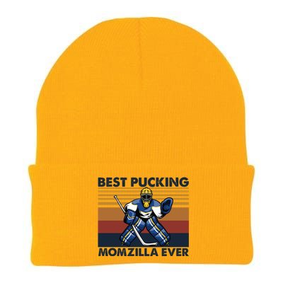 Best Pucking Momzilla Ever Funny Hockey Mom Saying Funny Gift Knit Cap Winter Beanie