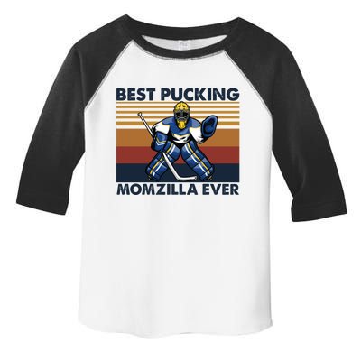 Best Pucking Momzilla Ever Funny Hockey Mom Saying Funny Gift Toddler Fine Jersey T-Shirt