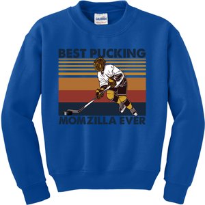 Best Pucking Momzilla Ever Funny Hockey Mom Saying Gift Kids Sweatshirt