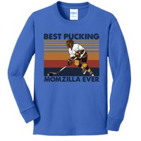 Best Pucking Momzilla Ever Funny Hockey Mom Saying Gift Kids Long Sleeve Shirt