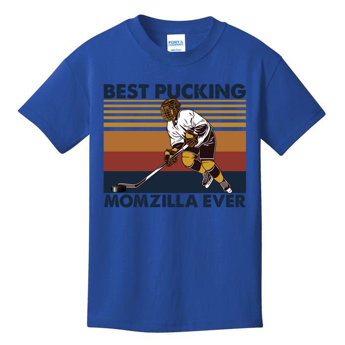 Best Pucking Momzilla Ever Funny Hockey Mom Saying Gift Kids T-Shirt