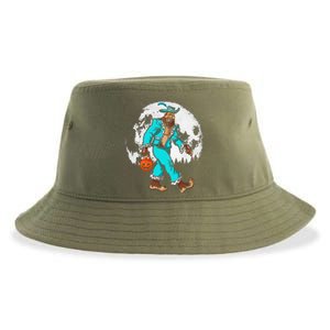 Bigfoot Pimp Moon Halloween Pumpkin Funny Sasquatch DOTD Sustainable Bucket Hat