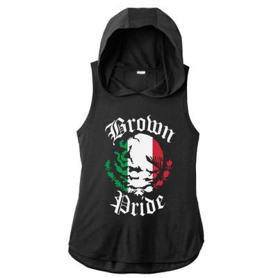 Brown Pride Mexican Flag Gift Ladies PosiCharge Tri-Blend Wicking Draft Hoodie Tank