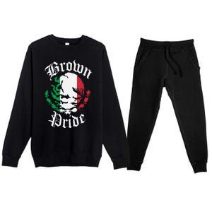 Brown Pride Mexican Flag Gift Premium Crewneck Sweatsuit Set