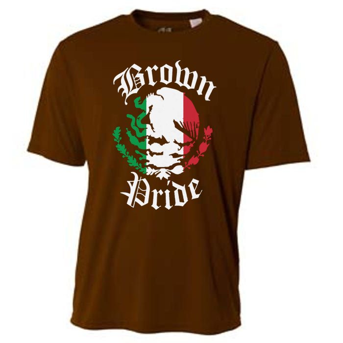 Brown Pride Mexican Flag Gift Cooling Performance Crew T-Shirt