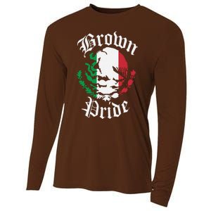 Brown Pride Mexican Flag Gift Cooling Performance Long Sleeve Crew