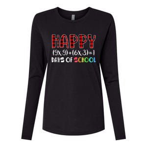 Buffalo Plaid Math Equation Nerdy Geeky 100 Days Y'all Meaningful Gift Womens Cotton Relaxed Long Sleeve T-Shirt