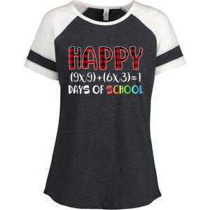 Buffalo Plaid Math Equation Nerdy Geeky 100 Days Y'all Meaningful Gift Enza Ladies Jersey Colorblock Tee