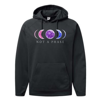 Bi Pride Not a Phase Moon Phase Bisexual Colors Performance Fleece Hoodie