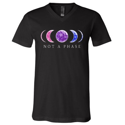 Bi Pride Not a Phase Moon Phase Bisexual Colors V-Neck T-Shirt