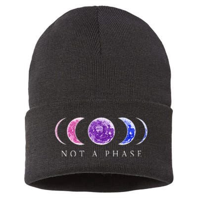 Bi Pride Not a Phase Moon Phase Bisexual Colors Sustainable Knit Beanie