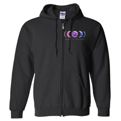 Bi Pride Not a Phase Moon Phase Bisexual Colors Full Zip Hoodie