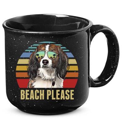 Beach Please Nederlandse Kooikerhondje Dog Funny Summer Gift 15oz Campfire Ceramic Mug