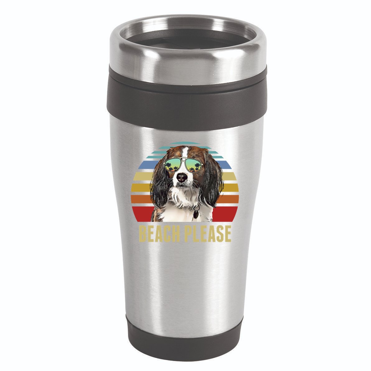 Beach Please Nederlandse Kooikerhondje Dog Funny Summer Gift 16oz Travel Tumbler