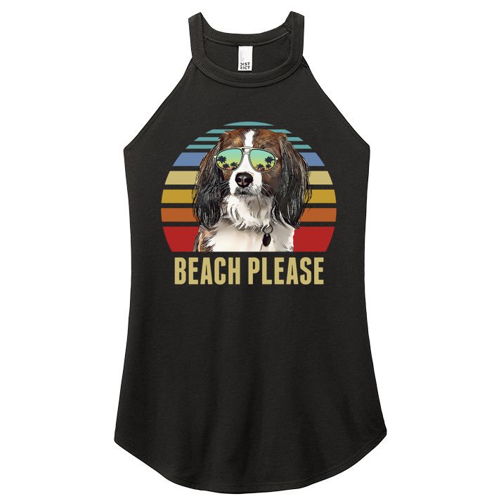 Beach Please Nederlandse Kooikerhondje Dog Funny Summer Gift Women's Perfect Tri Rocker Tank