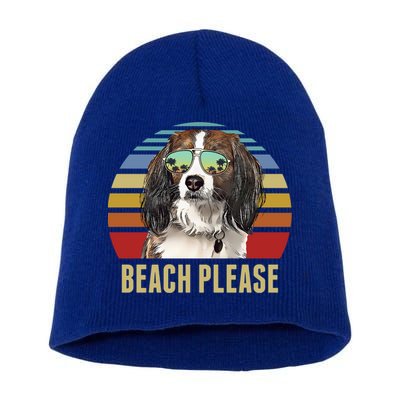 Beach Please Nederlandse Kooikerhondje Dog Funny Summer Gift Short Acrylic Beanie