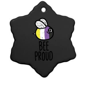 Bee Proud Nonbinary Pride Non Binary Enby Nb Flag Lgbtq Funny Gift Ceramic Star Ornament