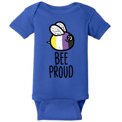Bee Proud Nonbinary Pride Non Binary Enby Nb Flag Lgbtq Funny Gift Baby Bodysuit