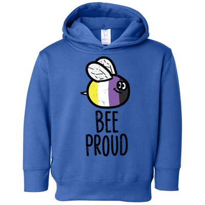 Bee Proud Nonbinary Pride Non Binary Enby Nb Flag Lgbtq Funny Gift Toddler Hoodie