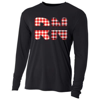 Buffalo Plaid Nurse Print Cooling Performance Long Sleeve Crew