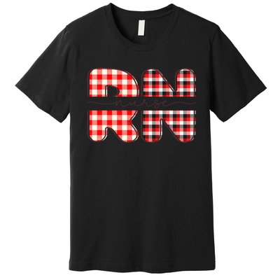 Buffalo Plaid Nurse Print Premium T-Shirt