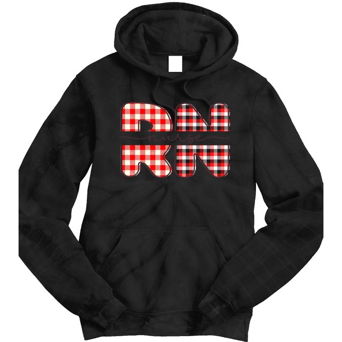 Buffalo Plaid Nurse Print Tie Dye Hoodie