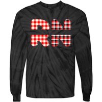 Buffalo Plaid Nurse Print Tie-Dye Long Sleeve Shirt