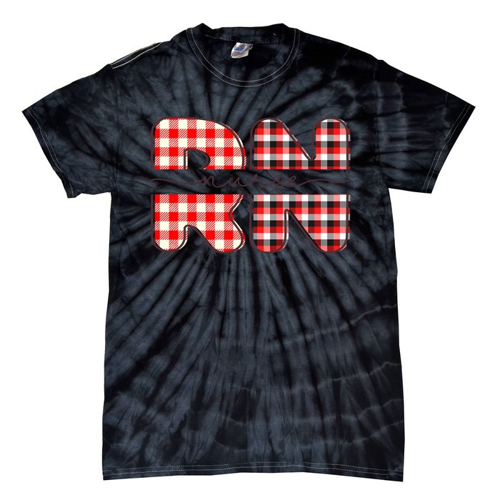 Buffalo Plaid Nurse Print Tie-Dye T-Shirt