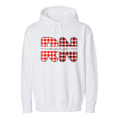 Buffalo Plaid Nurse Print Garment-Dyed Fleece Hoodie