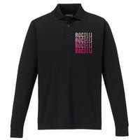 Bocelli Personalized Name I Love Bocelli Vintage Performance Long Sleeve Polo