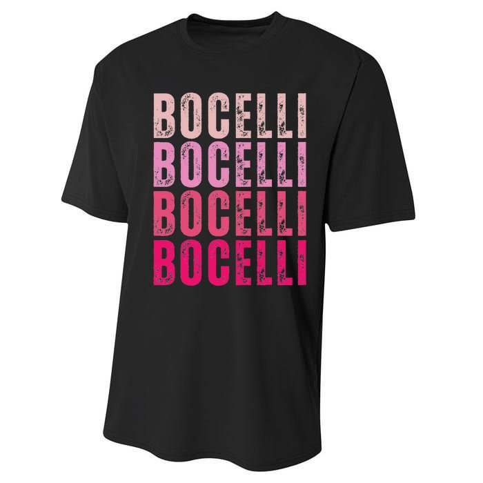 Bocelli Personalized Name I Love Bocelli Vintage Performance Sprint T-Shirt