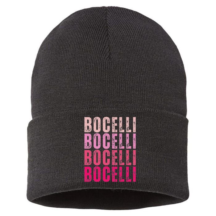 Bocelli Personalized Name I Love Bocelli Vintage Sustainable Knit Beanie