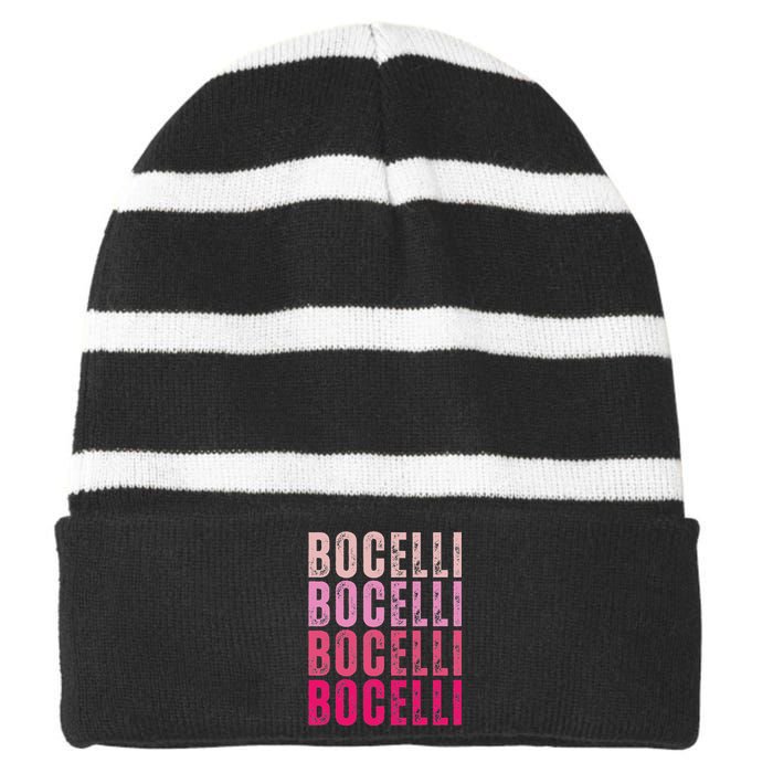 Bocelli Personalized Name I Love Bocelli Vintage Striped Beanie with Solid Band