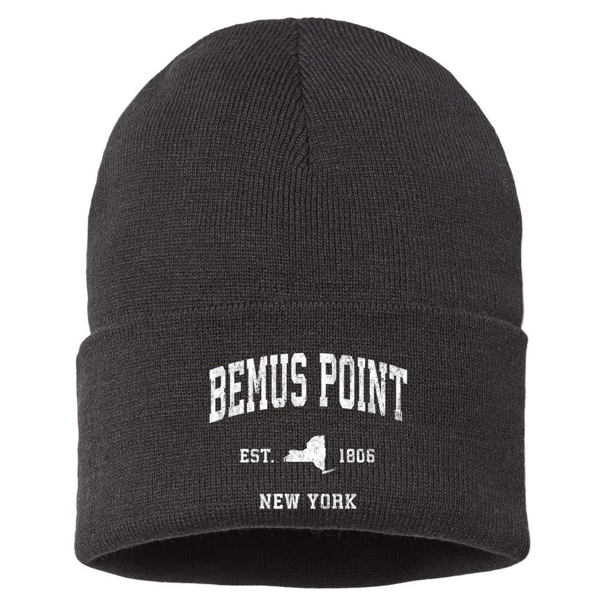 Bemus Point New York Ny Vintage Athletic Sports Sustainable Knit Beanie