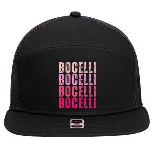 Bocelli Personalized Name I Love Bocelli 7 Panel Mesh Trucker Snapback Hat