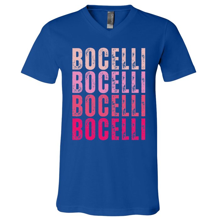 Bocelli Personalized Name I Love Bocelli V-Neck T-Shirt