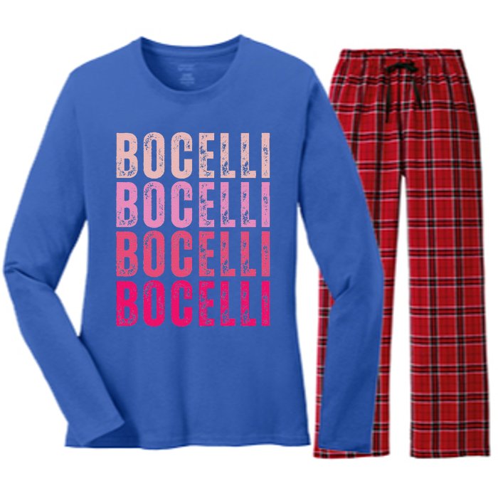 Bocelli Personalized Name I Love Bocelli Women's Long Sleeve Flannel Pajama Set 