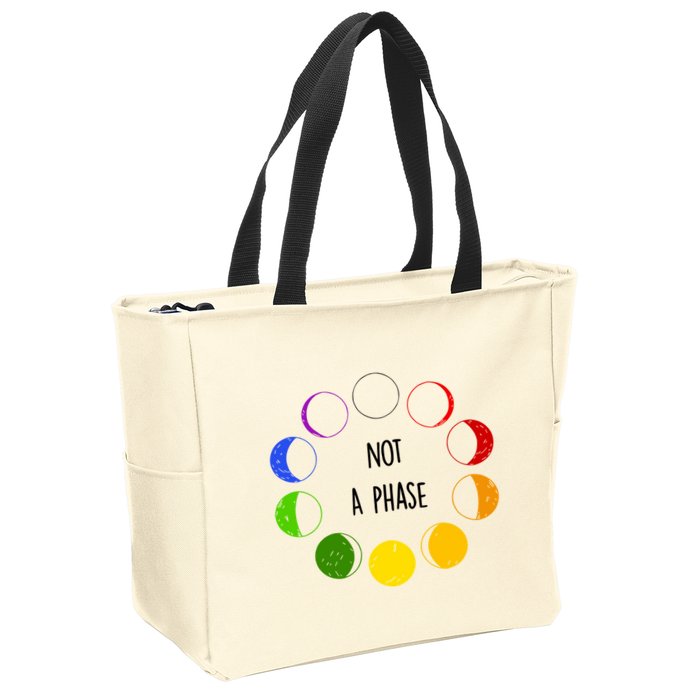 Bi Pride Not A Phase Bisexual Zip Tote Bag
