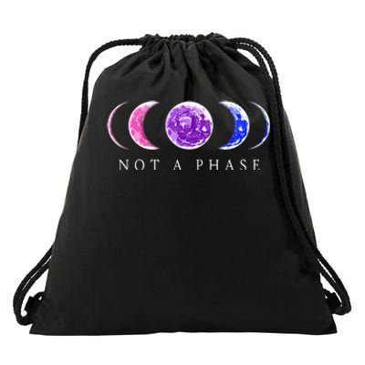 Bi Pride Not A Phase Bisexual Pride Moon Drawstring Bag