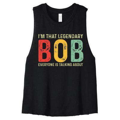 Bob Personal Name First Name Funny Bob Saying Bob Meme Women's Racerback Cropped Tank